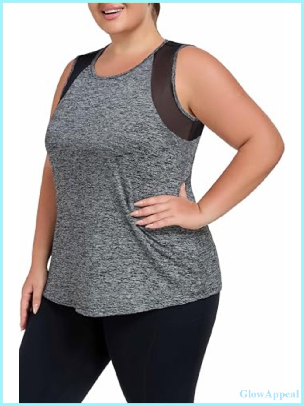 Plus Size Mesh Workout Tank Tops for Women with 4-Way Stretch, Loose Fit